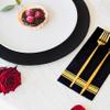 Fanxyware Shiny Gold on Black Disposable Dinner Napkins, Linen-like Feel, Soft Fluff Pulp Paper - 50 Pack, 8.5" x 4" - Style Name: Bold Bliss view 3