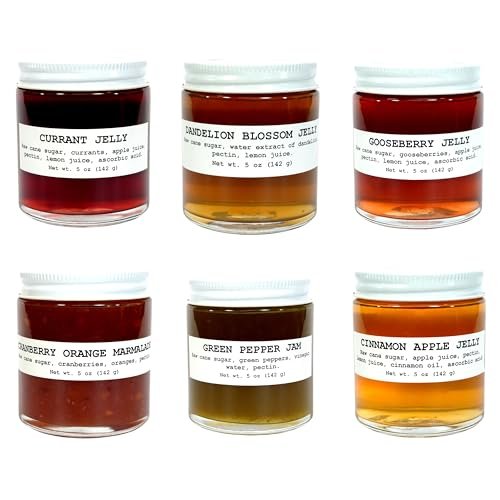 Gourmet Jellies, Marmalade & Jam Gift Set, Assorted Low Sugar Jam & Jellies, Gift Sets, Jellies & Preserves, 142 g x 6 Mini Jars - Smoke Camp Crafts