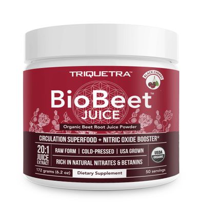 BioBeet Beet Juice (Black Cherry Flavor) Max Strength 20x High Concentration than Beet Root Powder Organic, Cold-Pressed, USA Grown, Raw Form Nitric Oxide, Circulation Support (50 Servings)