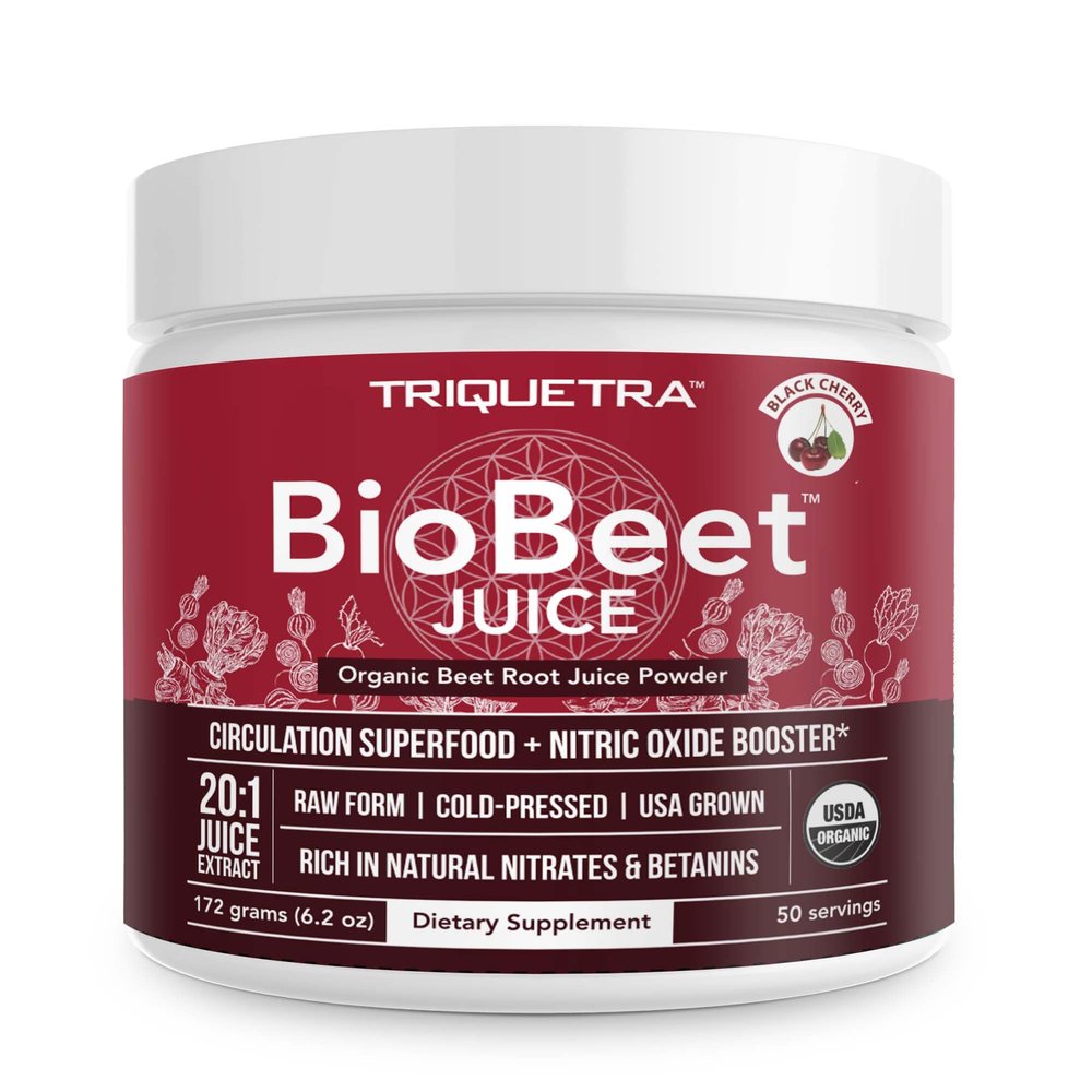 BioBeet Beet Juice (Black Cherry Flavor) Max Strength 20x High Concentration than Beet Root Powder  Organic, Cold-Pressed, USA Grown, Raw Form  Nitric Oxide, Circulation Support (50 Servings)