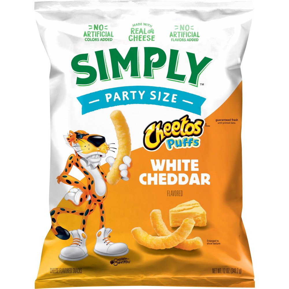 Simply Cheetos Puffs, White Cheddar, 12oz Party Size Bag
