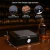 Bey-Berk Dylan Carbon Fiber Design Cigar Humidor, Spanish Cedar Lined 40-Cigar Box with Hygrometer and Humidifier, Black view 2