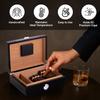 Bey-Berk Dylan Carbon Fiber Design Cigar Humidor, Spanish Cedar Lined 40-Cigar Box with Hygrometer and Humidifier, Black view 3