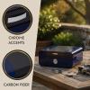 Bey-Berk Landon Carbon Fiber Cigar Humidor (Blue), Spanish Cedar Lined 50-Cigar Box with External Hygrometer view 3