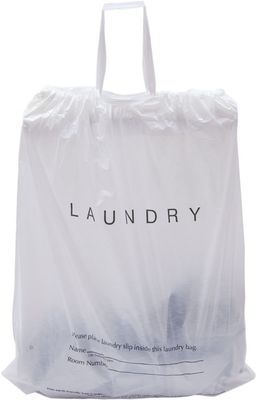 18" x 19" x 1.25 mil Biodegradable Plastic Hotel Laundry Bag with Drawstring for Closing, 4" Bottom Gusset, Vent Hole (Case of 1,000)