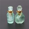 1pc Natural Green Fluorite Charm Quartz Crystal Healing Stone Necklace Pendants Reiki Essential Oil Diffuser Bottle Pendant Gift - (Metal Color: 12.Tiger Eye B) view 2