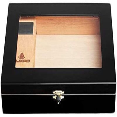 HongLianRiven Cigar Box Humidor Wood Wooden Humidor Box Mini Humidor Cigar Piano with Show Window Display Box Cigar Humidor