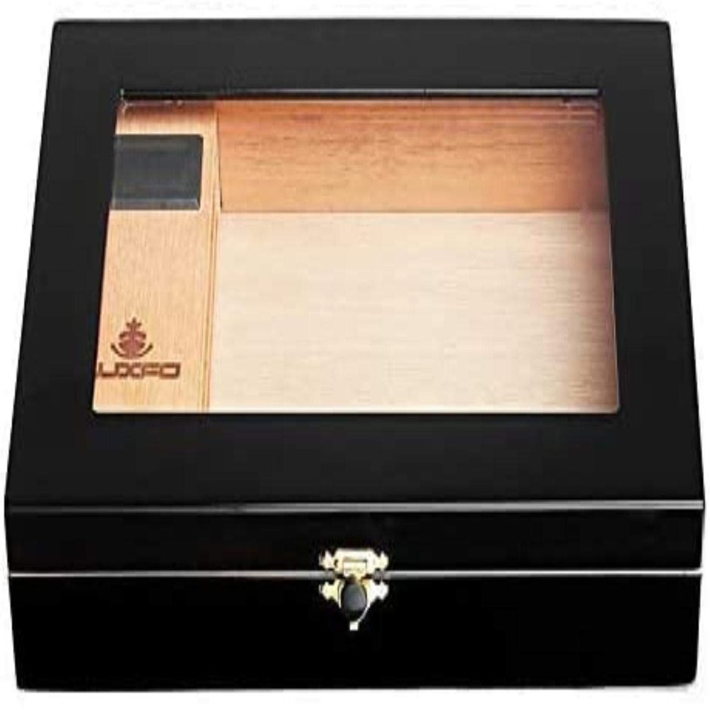 HongLianRiven Cigar Box Humidor Wood Wooden Humidor Box Mini Humidor Cigar Piano with Show Window Display Box Cigar Humidor