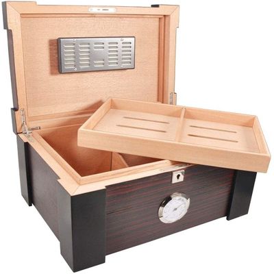 HongLianRiven Cigar Box Humidor Cedar Humidor with A Large Capacity Tray Wooden Box Classic Pear Wood Cigar Humidor