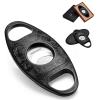 CIGARLOONG Cigar Cutter Stainless Steel Bronze Engraved Double Cut Blade Cigar Guillotine (Black) view 1