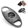 CIGARLOONG Cigar Cutter Bronze Classic Double Cut Blade Cigar Guillotine (Silver+Black) view 1