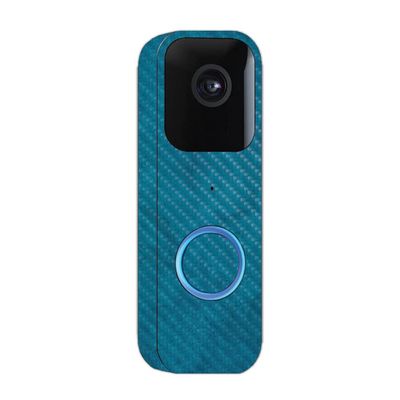 MightySkins Carbon Fiber Skin Compatible with Blink Video Doorbell - Blue Strokes | Protective, Durable Textured Carbon Fiber Finish | Easy to Apply and Change Styles | Made in The USA