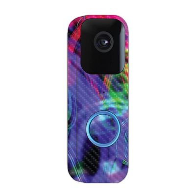 MightySkins Carbon Fiber Skin Compatible with Blink Video Doorbell - Neon Splatter | Protective, Durable Textured Carbon Fiber Finish | Easy to Apply and Change Styles | Made in The USA