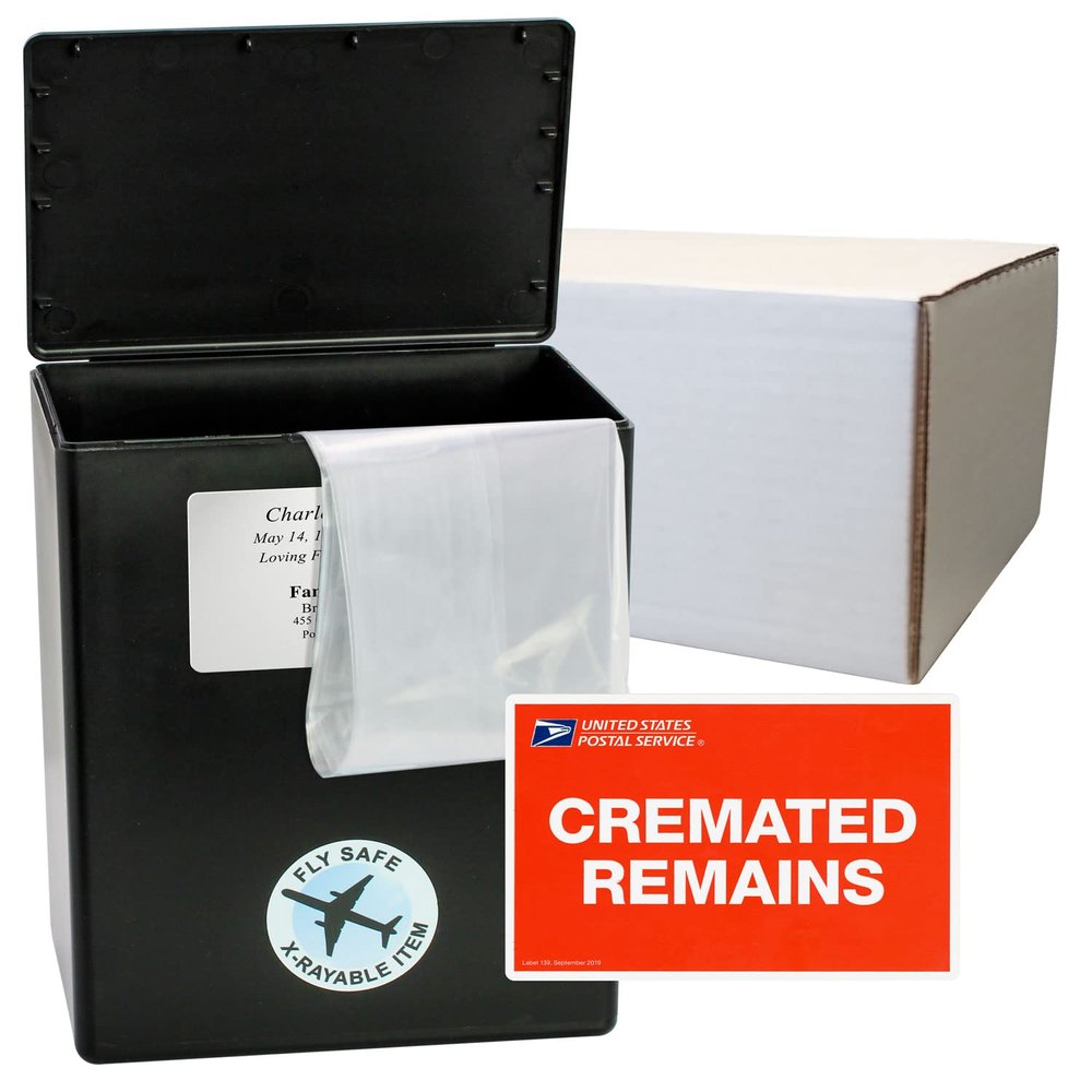 CarrySafe TSA-Approved Travel Urn Kit  Guaranteed Fly-Safe Temporary Cremation Urn for Human Ashes  Includes Personalization  Airline Friendly, 200 Cu in, Black Plastic with Travel Box