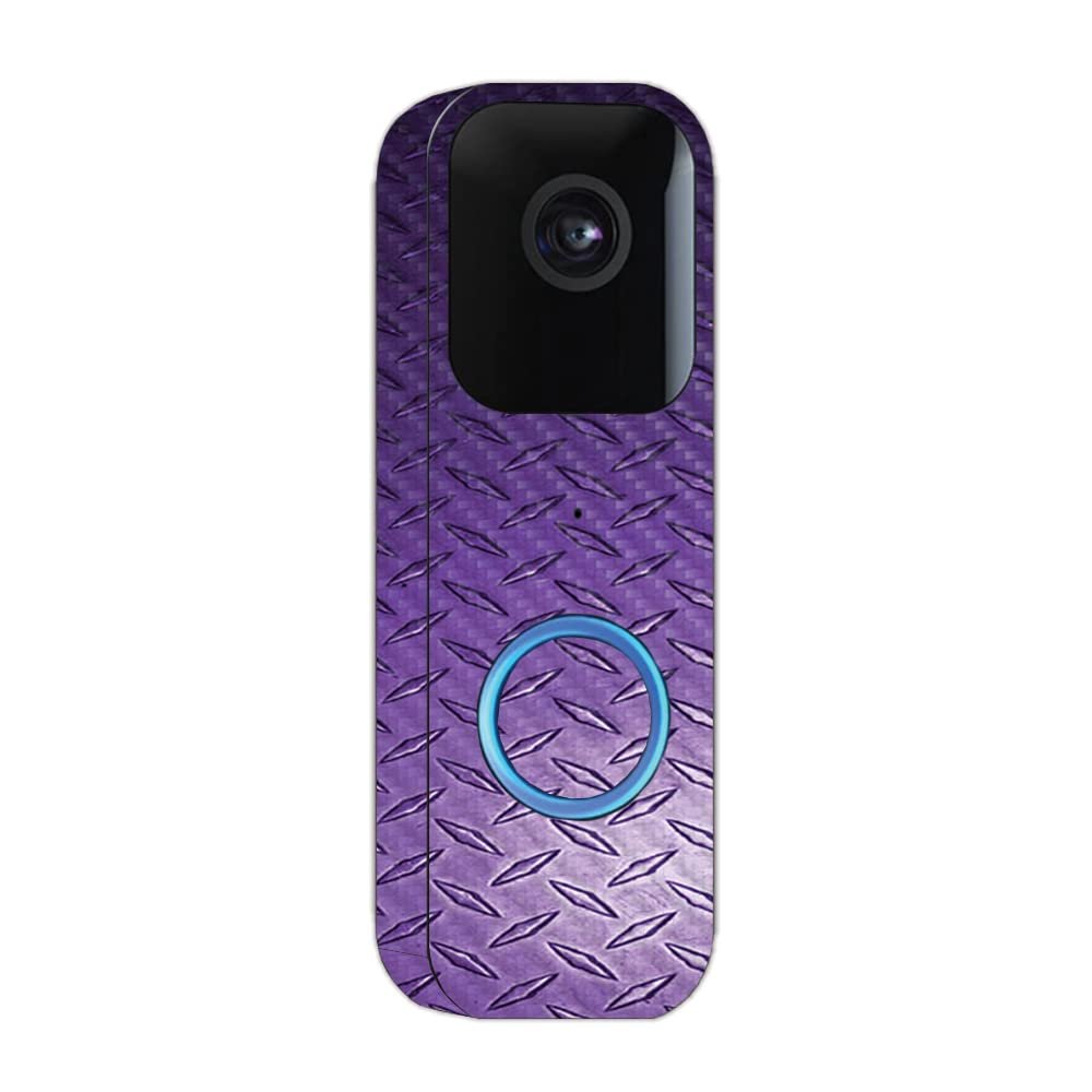 MightySkins Carbon Fiber Skin Compatible with Blink Video Doorbell - Purple Diamond Plate | Protective, Durable Textured Carbon Fiber Finish | Easy to Apply & Change Styles | Made in The USA