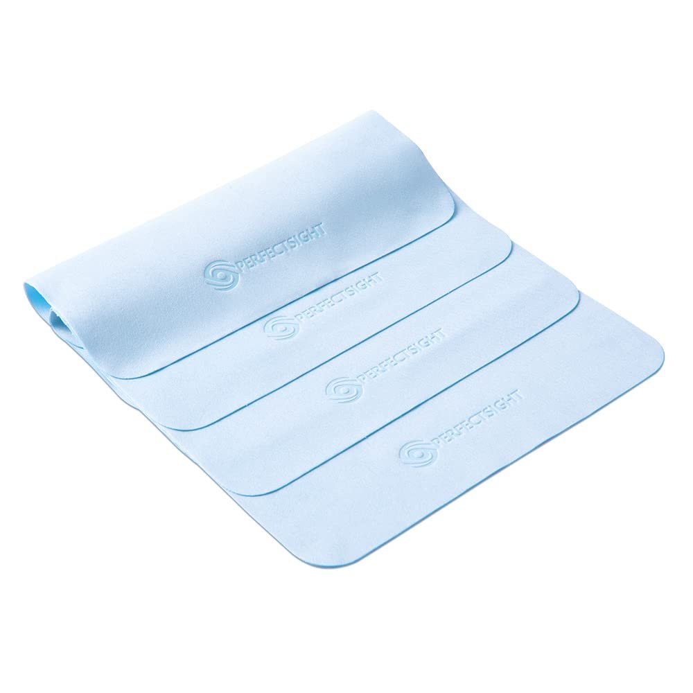 PERFECTSIGHT Microfiber Cleaning Cloth | Eyeglass Lens Cleaner [6 Pack, 5.7x6.7 Inch] Glasses, Phone, Camera, Computer Screen Cleaning | Safe for All Coated Lenses (Blue)