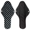 Aslana 6-Pack Reusable Cloth Menstrual Pads Sanitary Napkins Pantiliners for Light, Medium and Heavy Flow (L, Polkadot Black White), Black White Polka Dots view 2