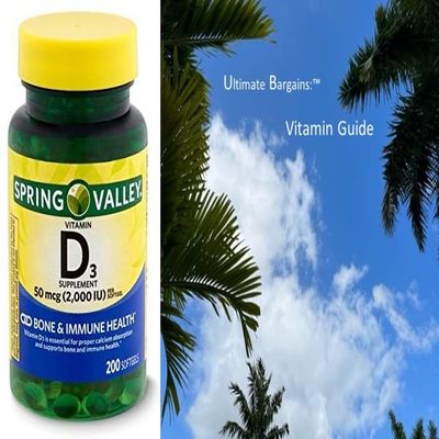 Spring Health Vitamin D3 2000iu Softgels (50 mcg) Spring Valley - Bone & Immune Health - 200 Count + Your Vitamin Guide