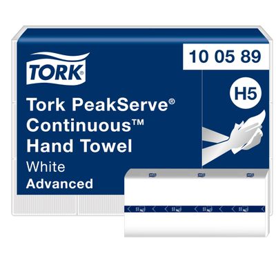 Tork PeakServe Continuous Paper Hand Towels White H5, Advanced, Compressed, 12 x 270 sheets, 100589