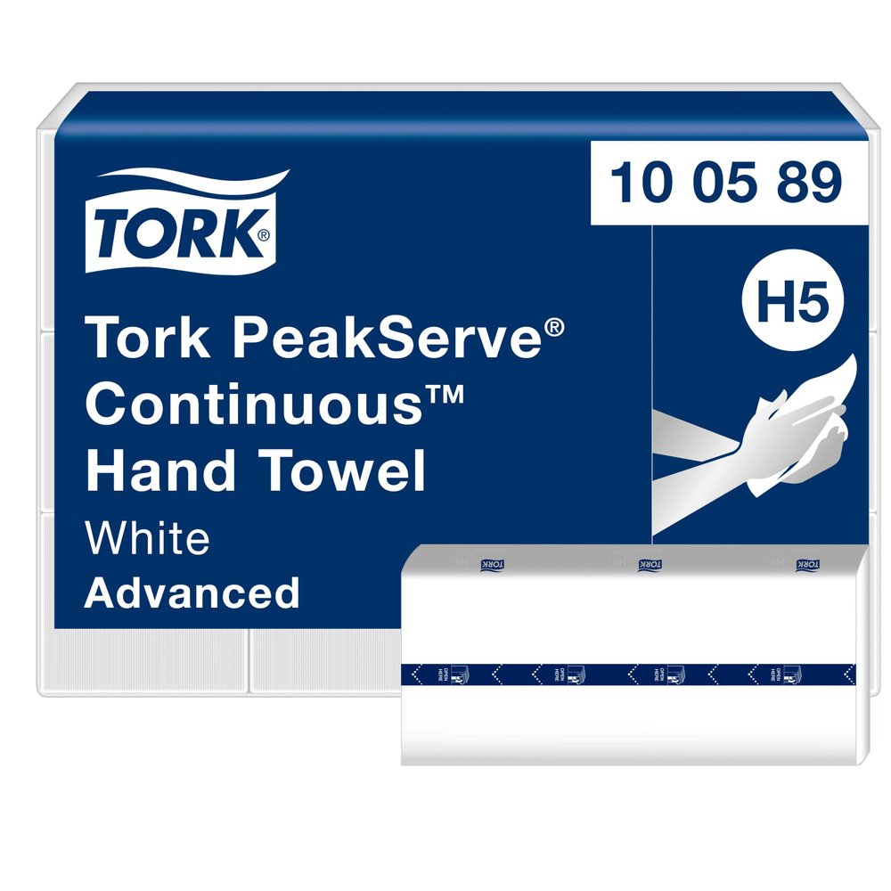 Tork PeakServe Continuous Paper Hand Towels White H5, Advanced, Compressed, 12 x 270 sheets, 100589