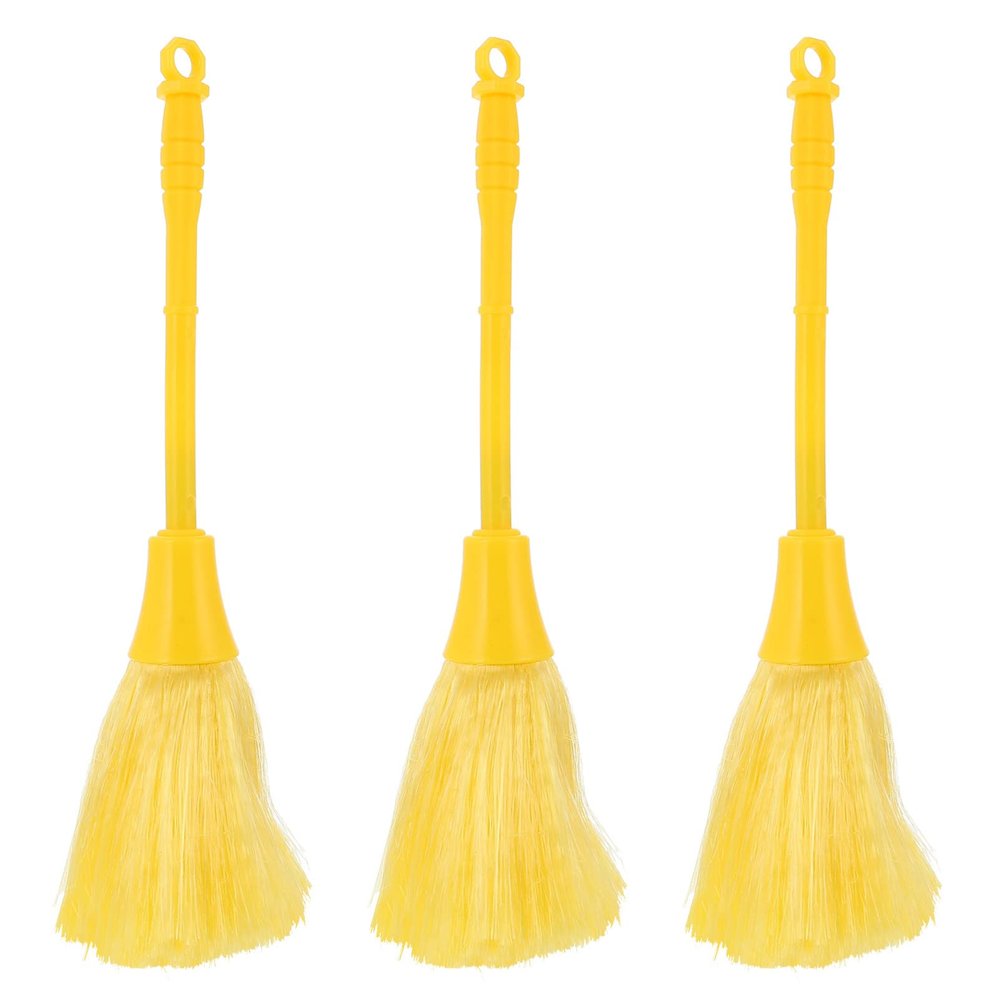 BESPORTBLE Electrostatic Duster 3pcs Small Duster Brush Non Slip Handle Dusting Sweeping Brush Temple Statue Collectables Cleaning Supplies for Home Office Shop Yellow Car Interior Cleaning Brush