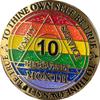 10 Month AA Medallion Reflex Rainbow Glitter Gold Sobriety Chip view 3