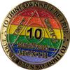 10 Month AA Medallion Reflex Rainbow Glitter Gold Sobriety Chip view 4
