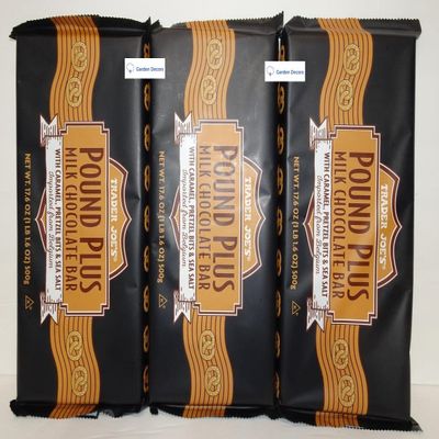 Trader Joe's2 Trader Joes Pound Plus Milk Chocolate Bar with Caramel, Pretzel Bits & Sea Salt 17.6oz 500g Three Bags