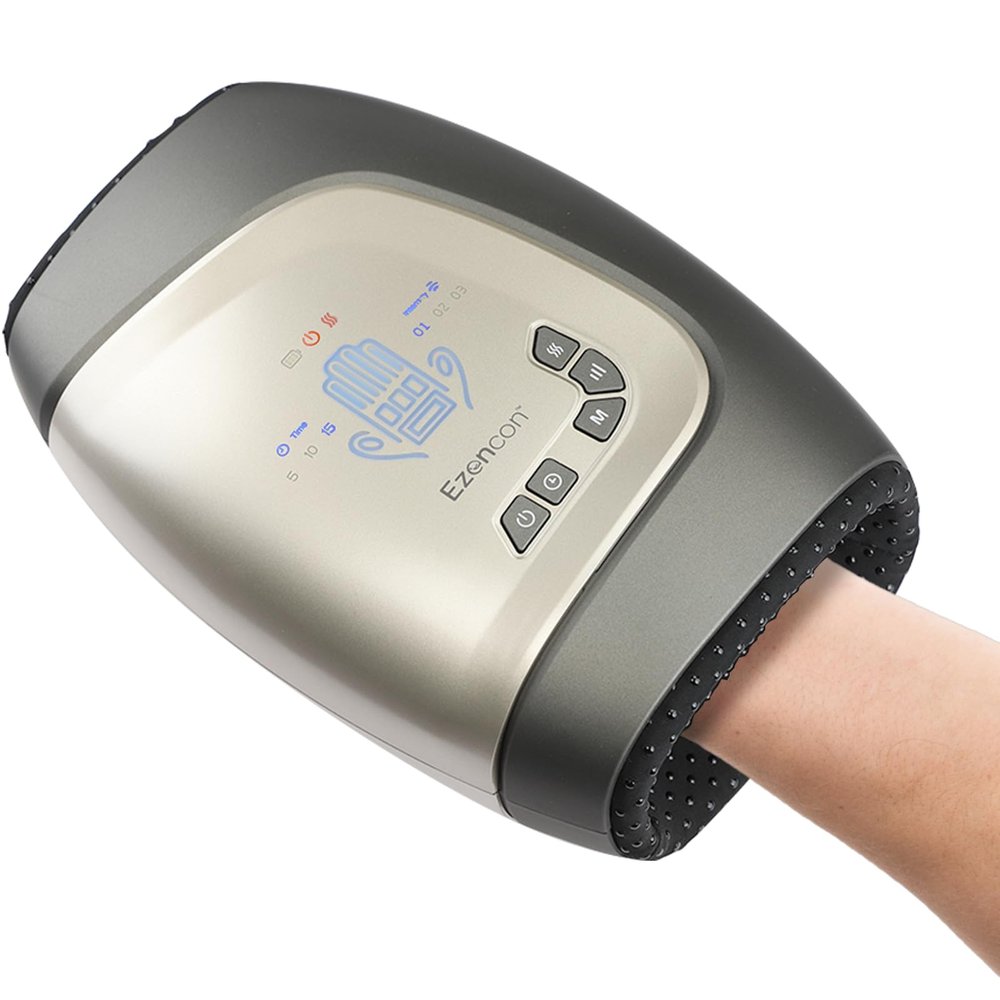 Ezencon Electric Hand Massager,Cordless Hand Massager, 3 Level Heating, Fingers Palm and Wrist Chooseable, Glove-Like, Finger Separation