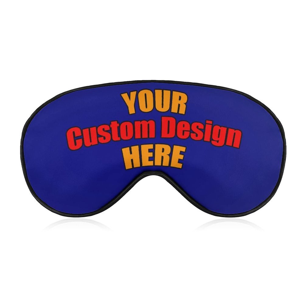 Custom Funny Eye Mask Add Any Picture Logo or Text Make Your Own Personalized Blindfold Sleep Mask Customized Eye Mask Light Blocking Eye Cover with Adjustable Strap for Kids Women Men Navy