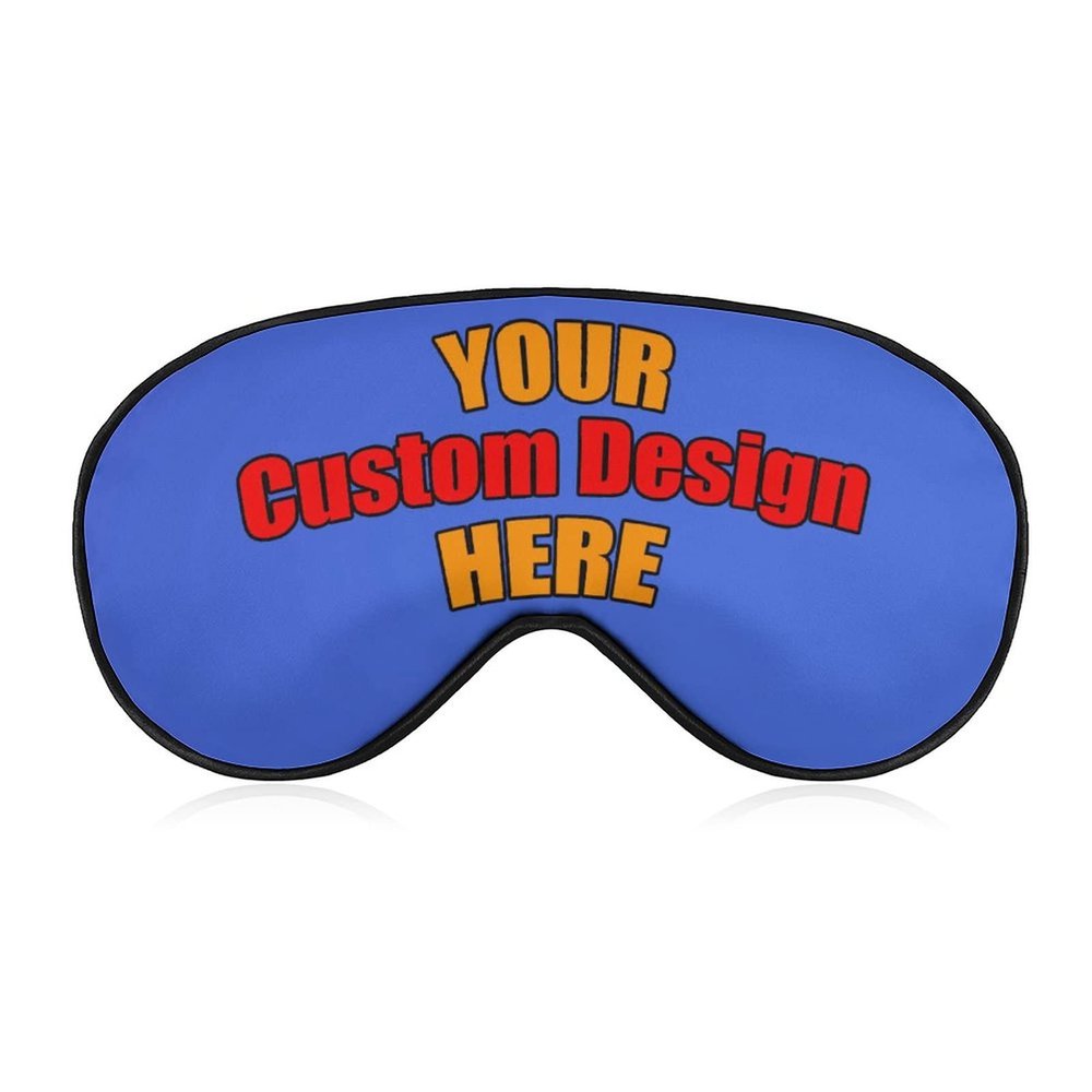 Custom Funny Sleep Mask Customized Eye Mask, Add Your Own Personalized Text Image Photo Soft Eyeshade Blindfold with Adjustable Strap for Sleeping Travel Work Naps Blocks Light RoyalBlue