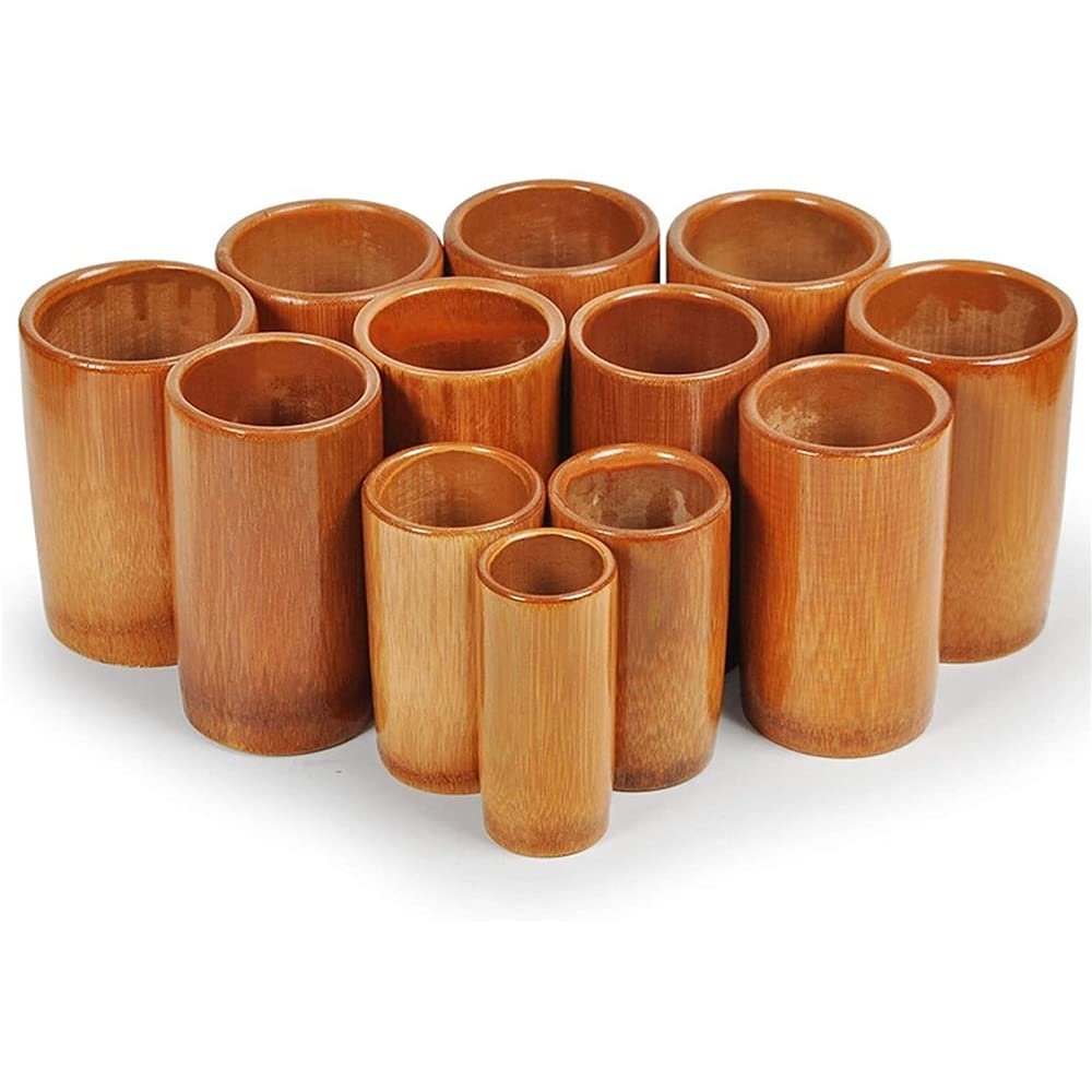 ZCBYBT Cupping Therapy Set Bamboo Fire Cupping Chinese Cupping Therapy Set Various Sizes Physical Dehumidification 12PCS