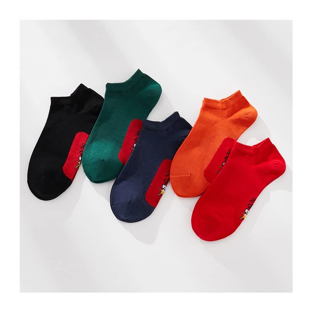 Chinese New Year Male Red Socks, New Year's Cotton Men's Boat Socks, 2022 Chinese Spring Festival Socks, 5 PCS (Color : Style 6, Size : 39-44)