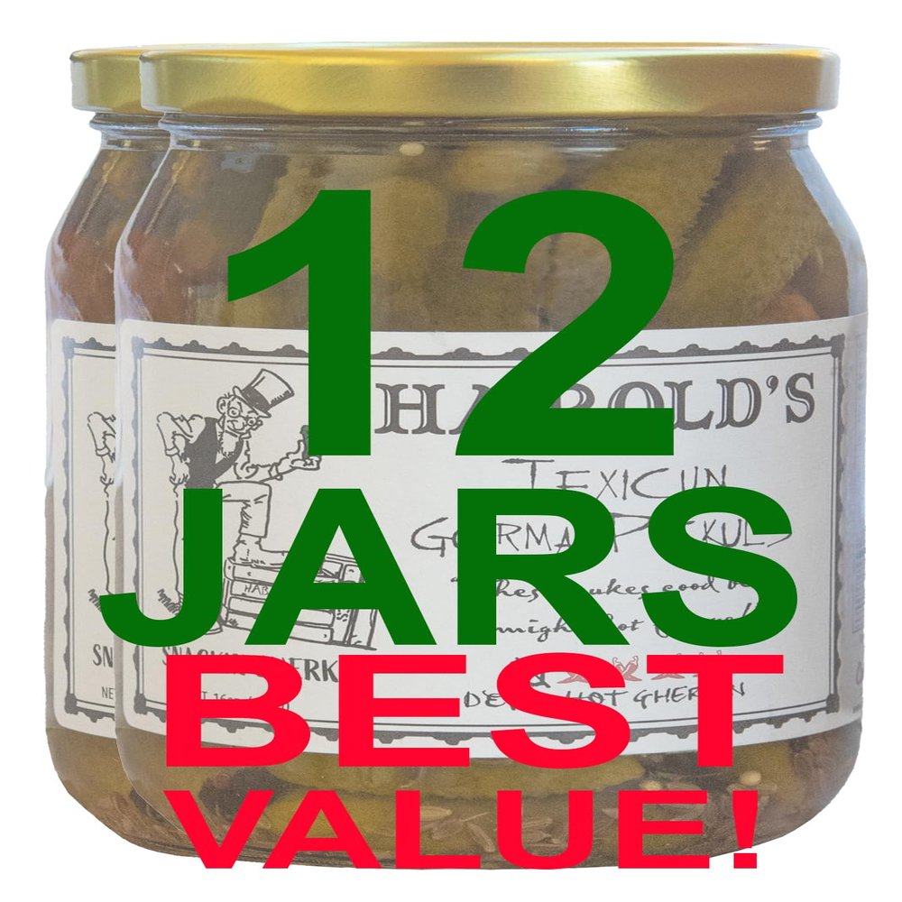 Harold's - Dern Hot Gherkin Pickles - Hot n Spicy Dill Gherkin Pickles - Award Winning Ingredients Packed With Fresh Garlic and Habanero - Made in Texas