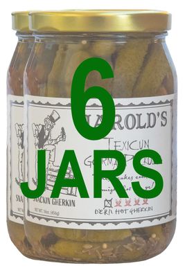 Harold's - Dern Hot Gherkin Pickles - Hot n Spicy Dill Gherkin Pickles - Award Winning Ingredients Packed With Fresh Garlic and Habanero - Made in Texas