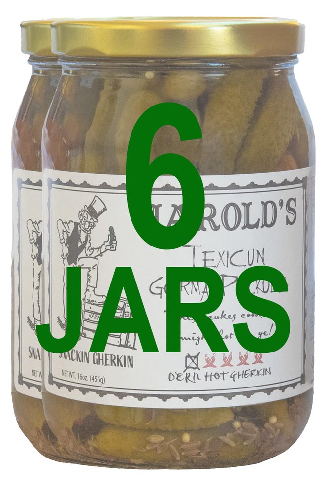 Harold's - Dern Hot Gherkin Pickles - Hot n Spicy Dill Gherkin Pickles - Award Winning Ingredients Packed With Fresh Garlic and Habanero - Made in Texas