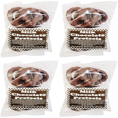 Stephanie Made In USA Pack of 4 Milk Chocolate Covered Christmas Pretzels (1lb total) 4 Ounces