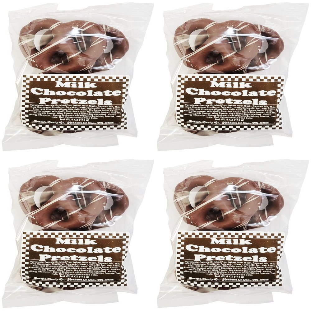 Stephanie Made In USA Pack of 4 Milk Chocolate Covered Christmas Pretzels (1lb total) 4 Ounces