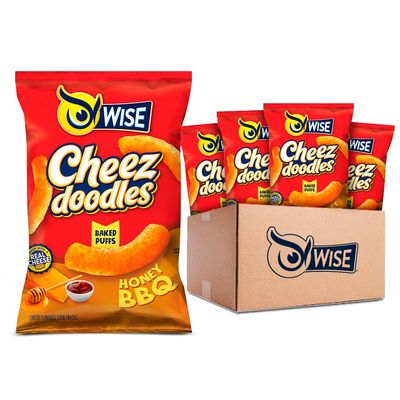 Wise Snacks Cheez Doodles Baked Puffs, Honey BBQ, Individual Snack Size Bags, School and Halloween Snacks for Kids, Gluten Free, 0g Trans Fat, No Preservatives, 0.75 Ounce (42 Count)