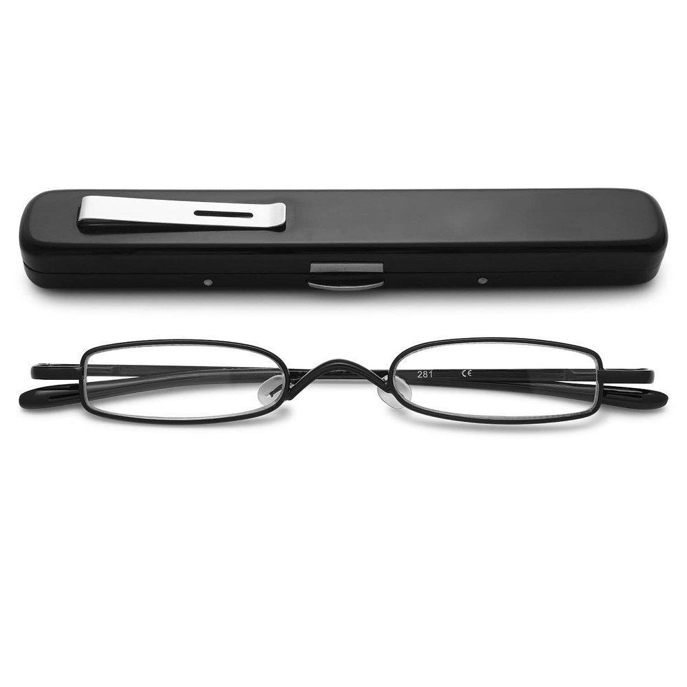 VEVESMUNDO Metal Reading Glasses Men Women Slim Lightweight Pocket Compact Readers with Case