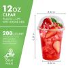 FOCUSLINE 200 PACK 12oz Clear Plastic Cups, Disposable Cold Drinking Cups, 12 Ounce Clear Cups with Dome Lids with Holes for Smoothie, Milkshake, Bubble Tea, Parfait view 2