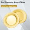N9R 60pcs Gold Plastic Dessert Plates with Forks, Include 30pcs Disposable Dessert Plates 7 inch, 30pcs Gold Plastic Forks 7.4 inch for Parties Weddings Birthday view 2