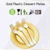 N9R 60pcs Gold Plastic Dessert Plates with Forks, Include 30pcs Disposable Dessert Plates 7 inch, 30pcs Gold Plastic Forks 7.4 inch for Parties Weddings Birthday view 4