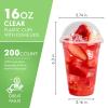 FOCUSLINE 200 PACK 16oz Clear Plastic Cups with Lids, Disposable Cold Drinking Cups, 16 Ounce Large Clear Cup with Dome Lids with Holes for Smoothie, Milkshake, Bubble Tea, Parfait view 2