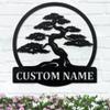 RBPCAAR Custom Name Sign Personalized Bonsai Tree Metal Wall Decor Bonsai Tree Metal Wall Art Bonsai Tree Metal Sign view 1