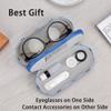 Muf 2 in 1 Contact Lens Case and Glasses Case, Double Sided Design with Mirror, Portable Travel Kit with Tweezer, Remover and Solution Bottle, Blue Plaid view 4