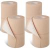 4 Rolls Adhesive Elastic Tape Bandage Tape Wrap Bandage Wrap Elastic Bandage Self Adhesive Bandages Flexible Stretch Bandages for Sports Ankle, Knee and Wrist Sprains, Beige, 4 Inch x 5 Yard view 1