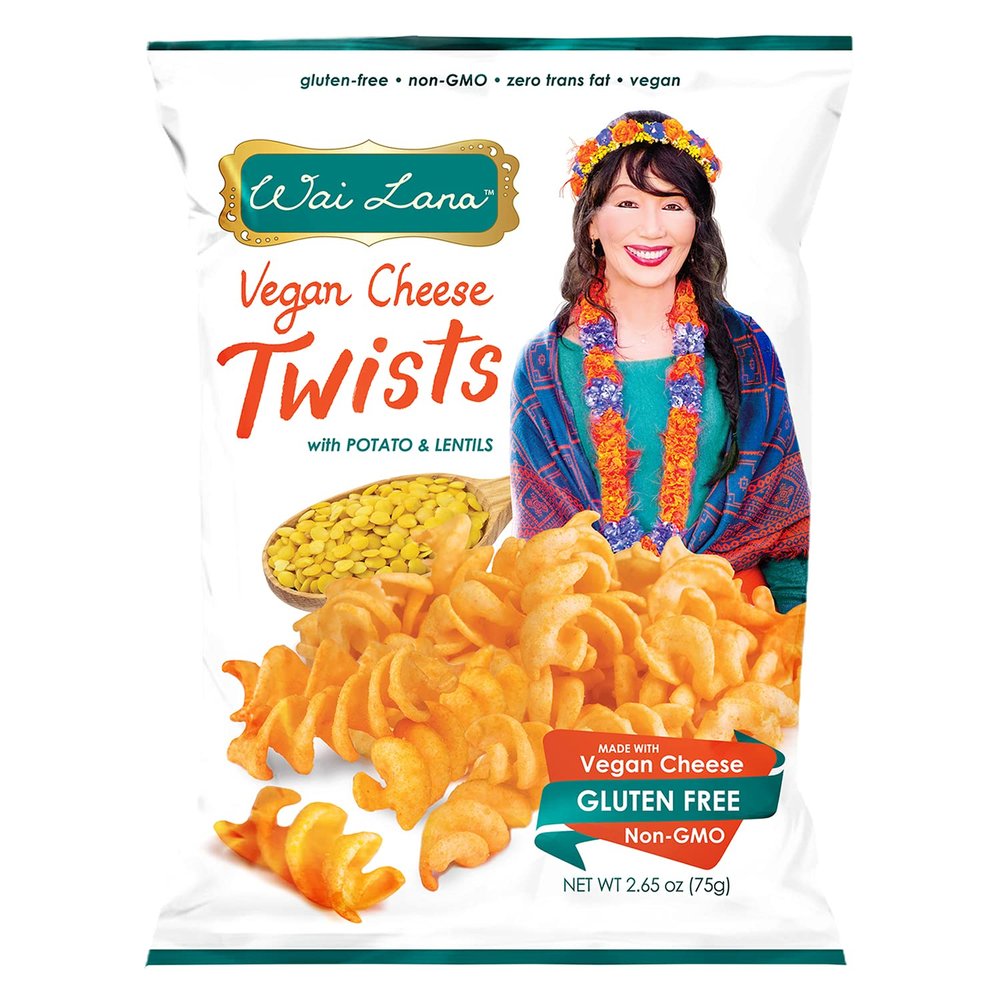 Wai Lana Chips Vegan Cheese Twists with Potato and Lentils - Gluten Free, Non-GMO, Zero Trans Fat, 2.65 oz(Count of 6)