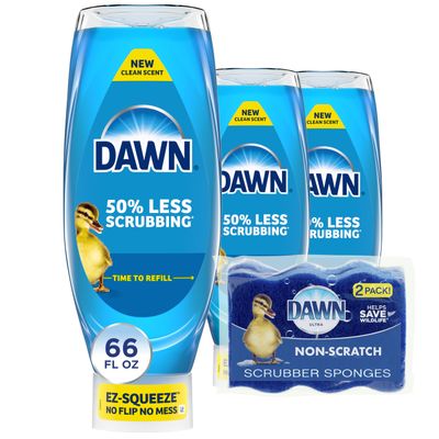 Dawn Ultra EZ-Squeeze Dish Soap Liquid, Dishwashing Liquid, Grease Removal, Upside Down Bottle, Original, 3x22 Fl Oz Bundle