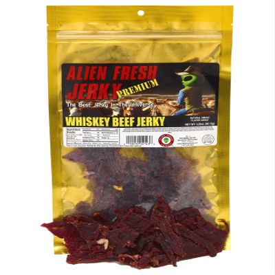 Alien Fresh Jerky - Classic - Whiskey - Premium Beef - Low Calorie Snack - The Best Jerky In The Universe - 3.25 OZ - Made In USA